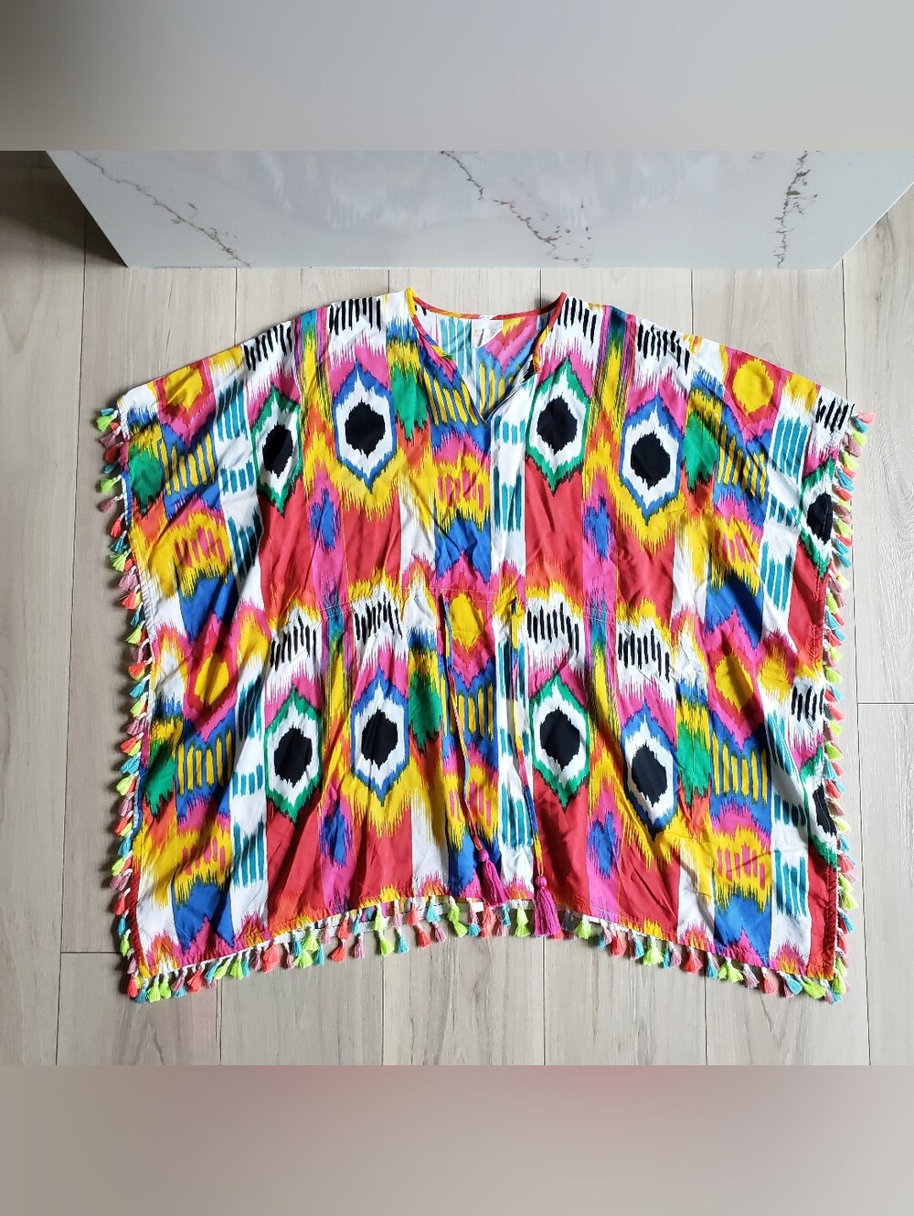 Masala Baby Multicolorβ Ikat Tassel Tunic β Pink Yellow Blue Green